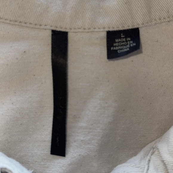 Skyes the Limit Off White Cropped Denim Jacket Stretch Silver Button LRG - Picture 9 of 11